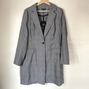 Adrianna Papell Jacquard Long Topper Jacket Lightweight Houndstooth Size Medium